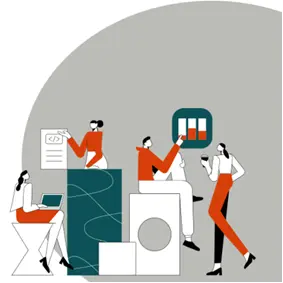 graphic with people and computers